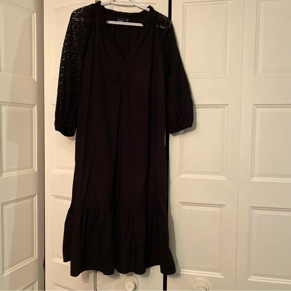 Gap Dress Midi lace sleeve 100% Cotton poplin body shift fit pullover style - Picture 7 of 9